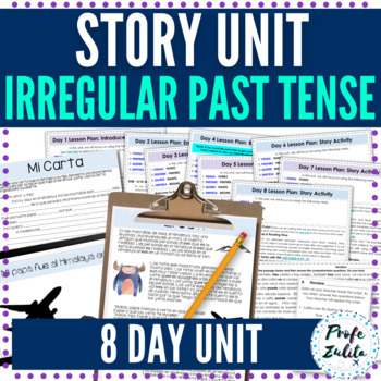 Preview of Spanish Winter Story Irregular Pretérito Past Tense | Level 2 8 Day Unit