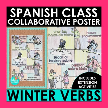 Preview of Spanish Winter Vocabulary Collaborative Poster with Extension Activities VERBS