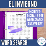 Spanish Winter Vocabulary Word Search - Invierno búsqueda 