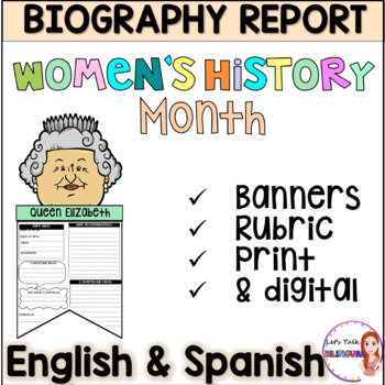 Preview of Spanish Women's History Month - Biography report - Google Slides