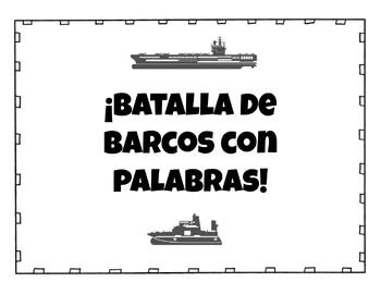 Preview of Spanish Word Battleship Customizable for Class Wordlists Batalla de Barcos