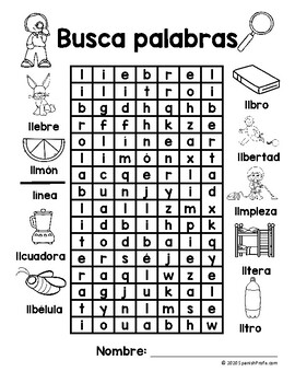 Spanish Word Finds Syllables with M, P, T, L & S (Busca palabras silabas)