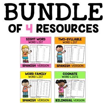 Preview of Spanish Teacher and Student Word Lists Bundle