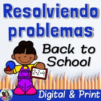 Preview of Spanish Word Problems Back to School | Bilingual | CGI | Google Slides™ included