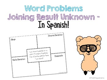 Preview of Spanish Word Problems- Joining Result Unknown