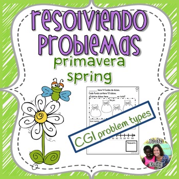 Preview of Spanish Word Problems: Spring Addition & Subtraction | Bilingual | CGI