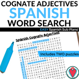 Spanish Word Search - Cognates Adjectives - Spanish Sub Plans