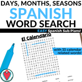 Spanish Days of the Week Word Search - Calendar Vocabulary