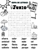 Spanish Word Search June/summer-Sopa de Palabras junio/verano