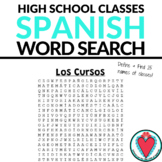 Spanish Word Search - School Subjects Vocabulary - Names o