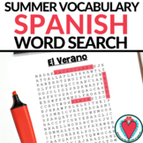 Spanish Word Search - Summer Vocabulary Worksheet - El Verano