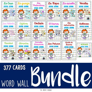 Preview of Spanish Word Wall Cards {BUNDLE} 425 Word Cards