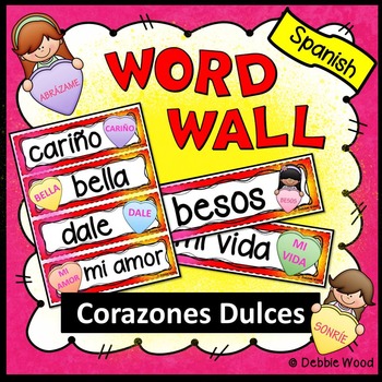 Preview of Spanish Valentines Day Word Wall FREEBIE | Día de San Valentín