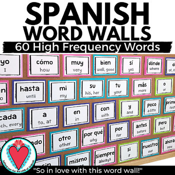 Preview of Spanish Word Wall - High Frequency Words Vocabulary Bulletin Board Spanish 1, 2
