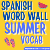 Spanish Word Wall - SUMMER Vocab Flashcards for Beginners, ESL