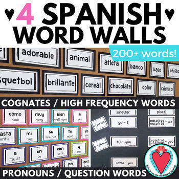 Preview of Back to School Spanish Word Walls Spanish to English Vocabulary Bulletin Board