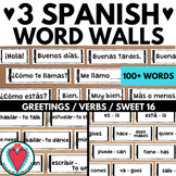 Spanish Word Walls - Spanish Greetings, High Frequency Verbs Bulletin Board
