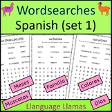 Spanish Word Search Set 1 - meses días colores familia mascotas