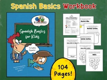 Preview of Spanish Basics Workbook - 1st- 3rd Grades (104 pages! Instructions in English!)