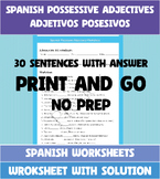 Spanish Worksheet - Spanish Possessive Adjectives - Adjeti