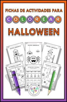 Preview of Spanish Worksheets Activities Coloring Halloween Fichas Actividad Colorear