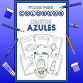 Spanish Worksheets Coloring Objects Blue Colorear Objetos 