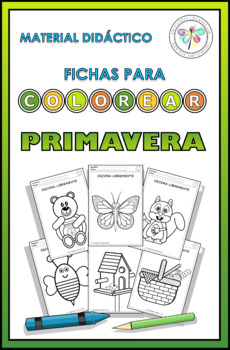 Preview of Spanish Worksheets Coloring Spring Fichas para Colorear Primavera