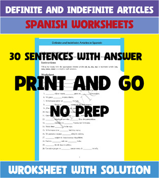 Preview of Spanish Worksheets - Definite and Indefinite Articles in Spanish