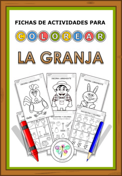 Preview of Spanish Worksheets activities coloring farm Barn Actividades colorear Granja
