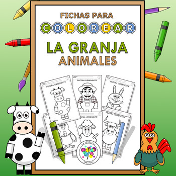 Preview of Spanish Worksheets coloring farm animals Barn Fichas Colorear Granja animales