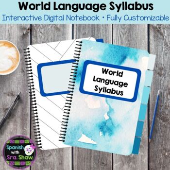 Preview of Spanish World Language Syllabus (Digital & Editable) Blue Theme