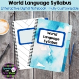 Spanish World Language Syllabus (Digital & Editable) Blue Theme