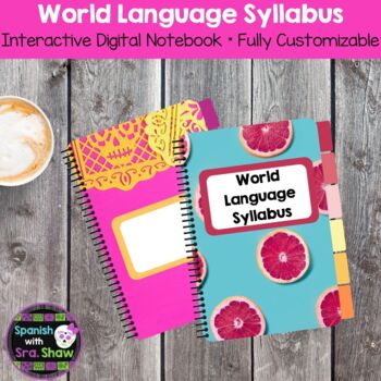 Preview of Spanish World Language Syllabus (Digital & Editable) Pink Theme