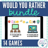 Spanish This or That Game Bundle | 17 Would you rather - ¿