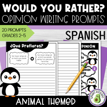 Preview of Spanish Would You Rather? This or That Opinion Writing Prompts, Creative Writing