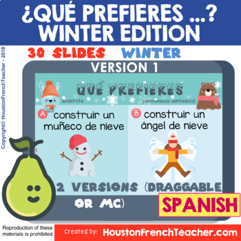 Preview of Spanish Would you rather Winter - Digital/Virtual Qué prefieres Invierno