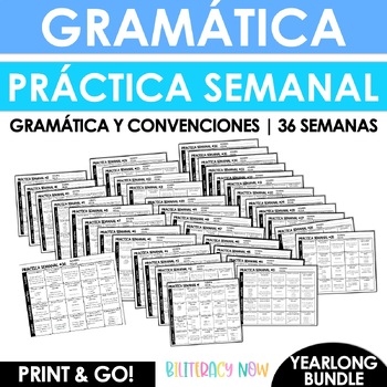 Preview of Spanish Writing Grammar & Conventions Practice YEARLONG BUNDLE Test Prep