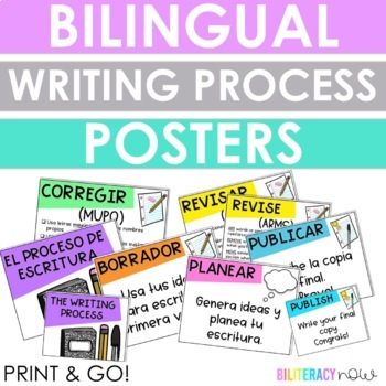 Preview of Bilingual Writing Process POSTERS - English and Spanish