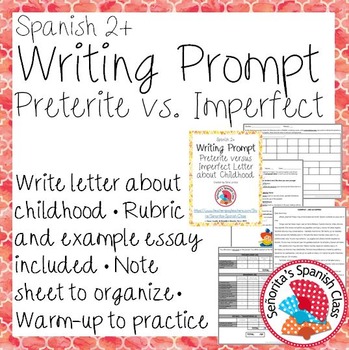 Preview of Spanish - Writing Prompt - Preterite vs Imperfect Childhood Letter