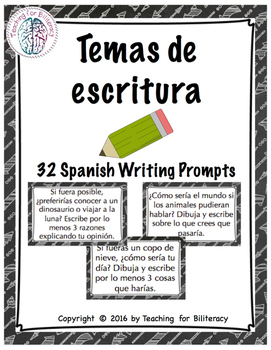 Preview of Spanish Writing Prompt Cards