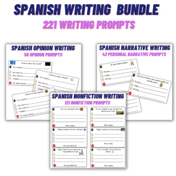 Preview of Spanish Writing Prompts Bundle