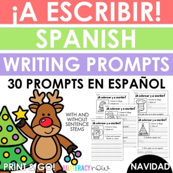 Preview of Spanish Writing Prompts - Christmas Theme - Edición navideña