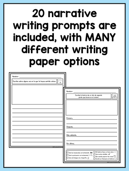 SPANISH Writing Prompts For Second Grade Narrative Writing ...