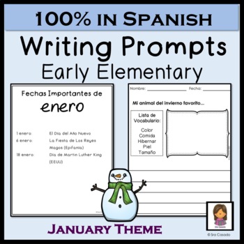 Preview of Spanish Writing Prompts January | Morning Journal Work