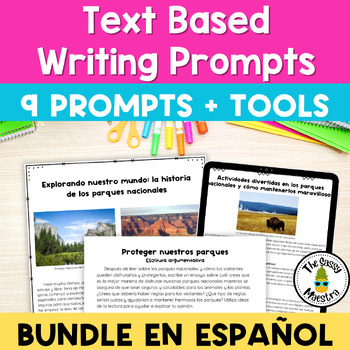 Preview of Spanish Writing Prompts Performance Task Bundle for Test Prep 4th 5th Grade