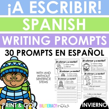 Preview of Spanish Writing Prompts - Winter Theme - Edición de invierno