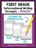 SPANISH Writing Prompts for First Grade Informational Writing