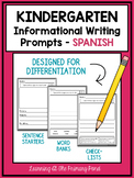SPANISH Writing Prompts for Kindergarten Informational Writing