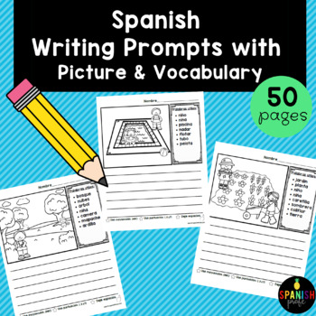 Preview of Spanish Writing Prompts with Vocabulary (Escritura)