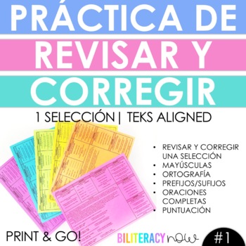 Preview of Spanish Writing Test Prep Revise & Edit Practice - One Selection #1